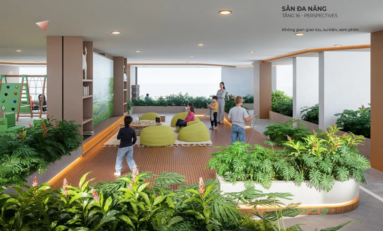 Sân đa năng tầng 16 EcoPalace Đắk Lắk – không gian giao lưu sự kiện chiếu phim ngoài trời