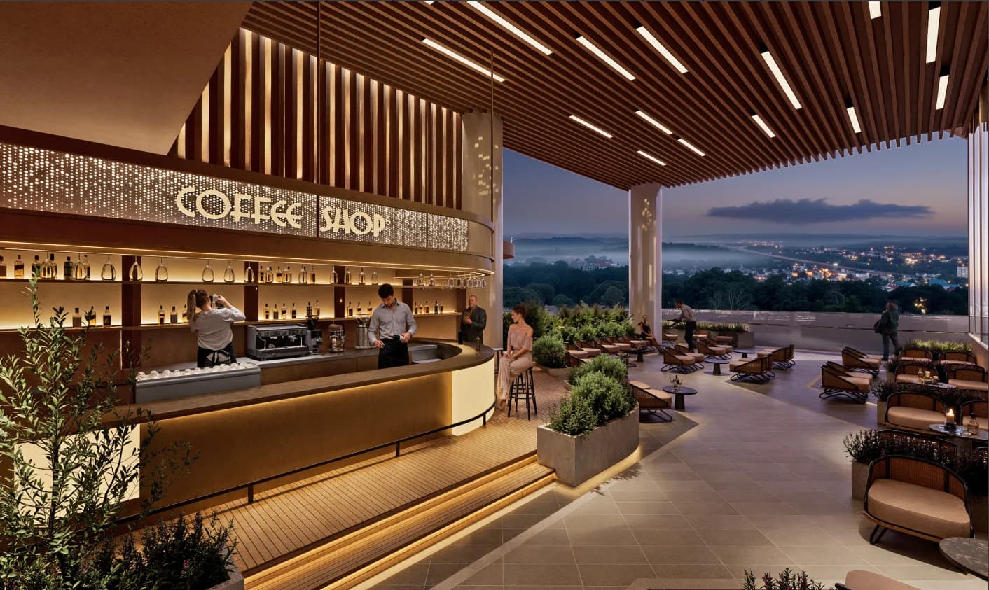 Bar café tầng 3 EcoPalace Đắk Lắk – không gian sang trọng nhìn ra toàn cảnh Buôn Ma Thuột