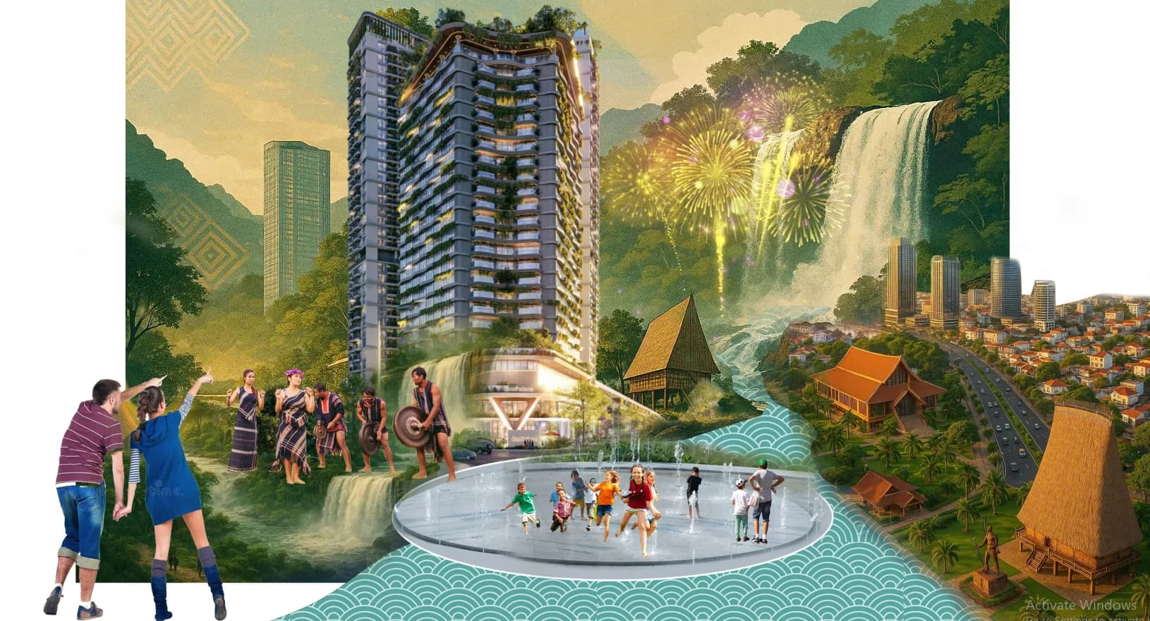 Định hướng thiết kế EcoPalace Đắk Lắk – Dòng Chảy Đại Ngàn lấy cảm hứng từ thác Dray Nur