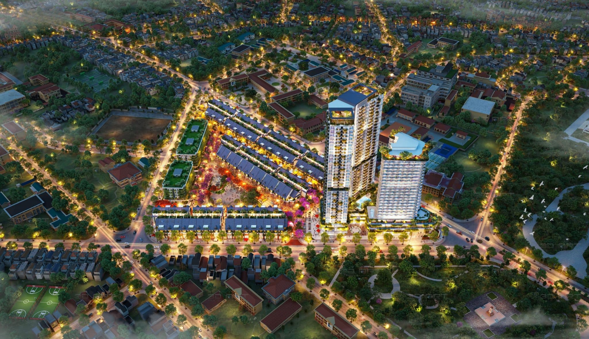 Phối cảnh tổng thể khu đô thị EcoPalace Đắk Lắk với nhà ở xã hội
