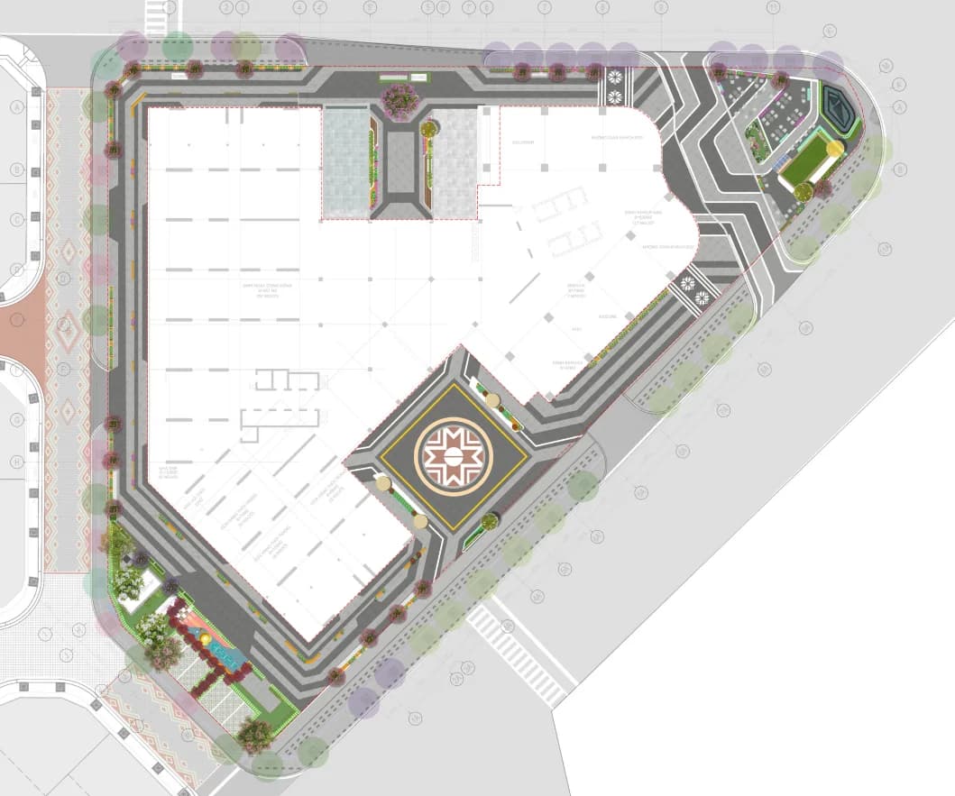 Mặt bằng tầng 1 EcoPalace Đắk Lắk – Phương án biểu tượng ngọn lửa Đại Ngàn